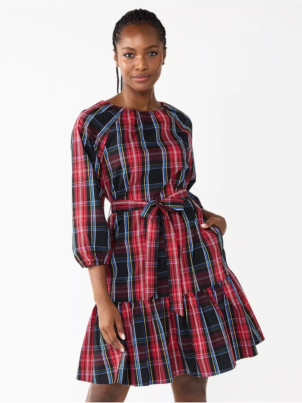 Draper James RSVP Holiday Plaid a Christmas Cocktail Dress Size S
